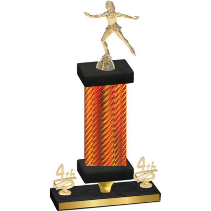 Premium Single Orange Carbon Fiber Fourth Place Skater Trophy