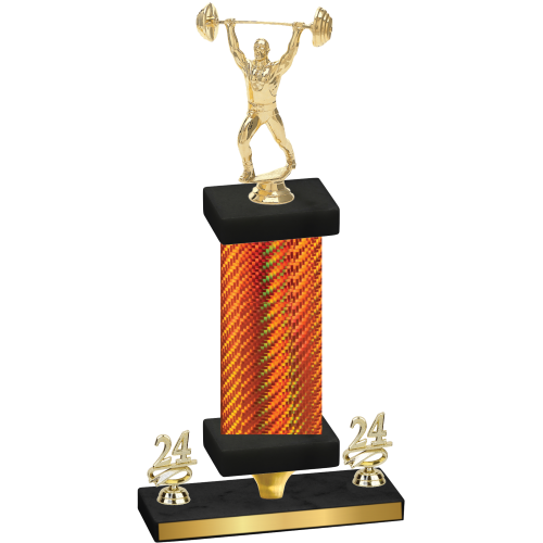 Premium Single Orange Carbon Fiber Year Weights Trophy