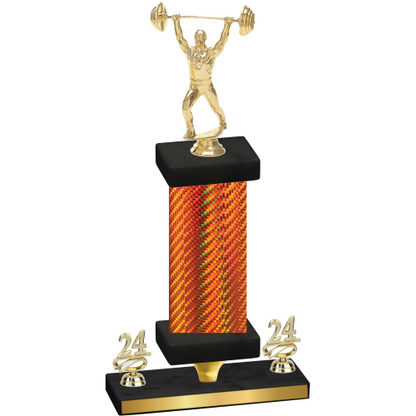 Premium Single Orange Carbon Fiber Year Weights Trophy