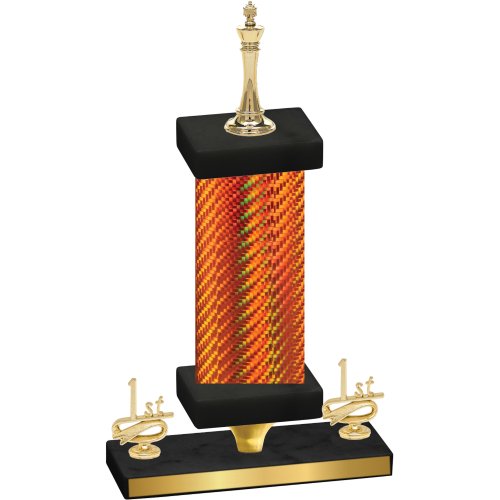 Premium Single Orange Carbon Fiber First Place Chess Trophy