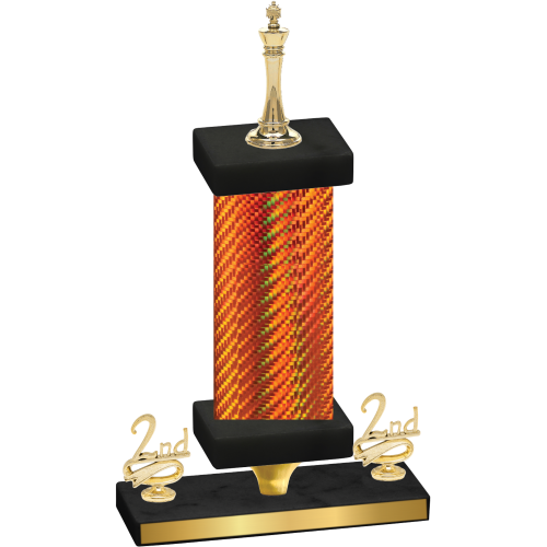 Premium Single Orange Carbon Fiber Second Place Chess Trophy