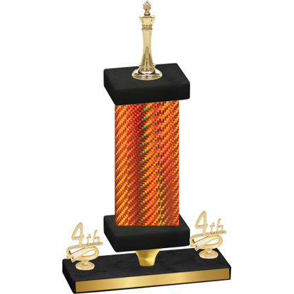 Premium Single Orange Carbon Fiber Fourth Place Chess Trophy