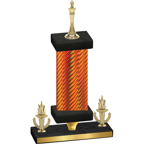Premium Single Orange Carbon Fiber Victory Chess Trophy