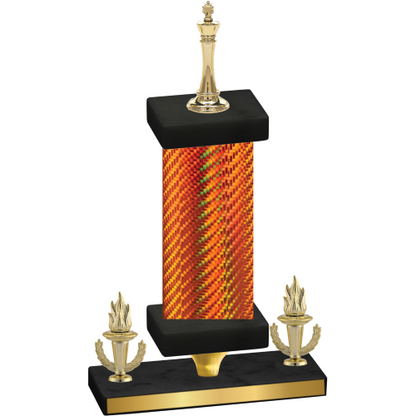 Premium Single Orange Carbon Fiber Victory Chess Trophy