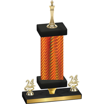 Premium Single Orange Carbon Fiber Year Chess Trophy