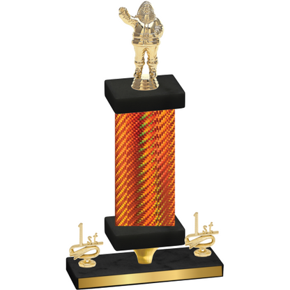 Premium Single Orange Carbon Fiber First Place Holiday Trophy