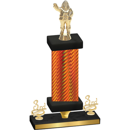 Premium Single Orange Carbon Fiber Third Place Holiday Trophy