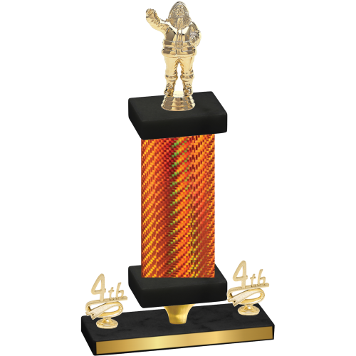 Premium Single Orange Carbon Fiber Fourth Place Holiday Trophy