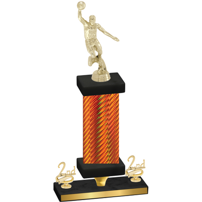 Premium Single Orange Carbon Fiber Second Place Basketball Trophy