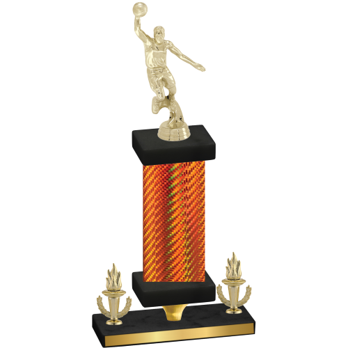 Premium Single Orange Carbon Fiber Victory Basketball Trophy