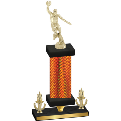 Premium Single Orange Carbon Fiber Victory Basketball Trophy
