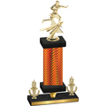 Premium Single Orange Carbon Fiber Victory Flag Football Trophy