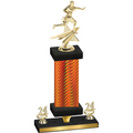 Premium Single Orange Carbon Fiber Year Flag Football Trophy