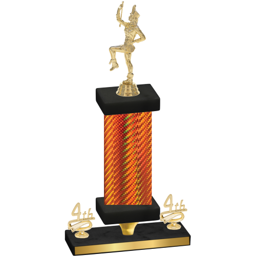 Premium Single Orange Carbon Fiber Fourth Place Majorette Trophy