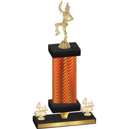 Premium Single Orange Carbon Fiber Fourth Place Majorette Trophy