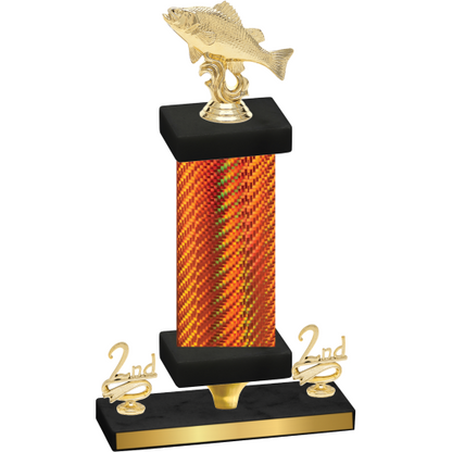 Premium Single Orange Carbon Fiber Second Place Fishing Trophy