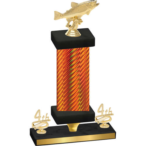 Premium Single Orange Carbon Fiber Fourth Place Fishing Trophy