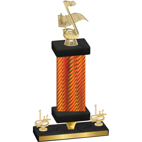 Premium Single Orange Carbon Fiber First Place Music Trophy