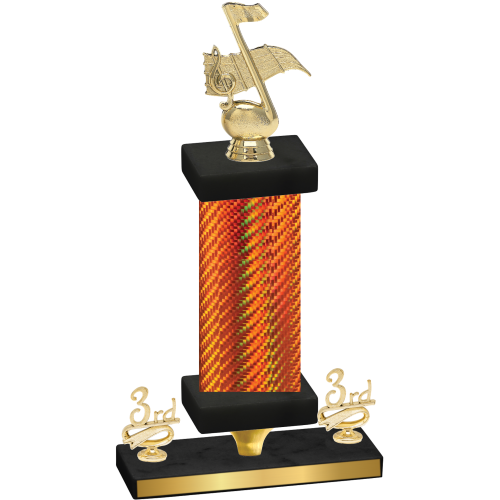 Premium Single Orange Carbon Fiber Third Place Music Trophy