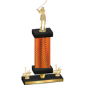 Premium Single Orange Carbon Fiber First Place Golf Trophy