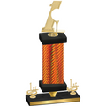 Premium Single Orange Carbon Fiber First Place Golf Trophy