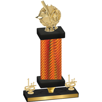 Premium Single Orange Carbon Fiber First Place Baseball Trophy