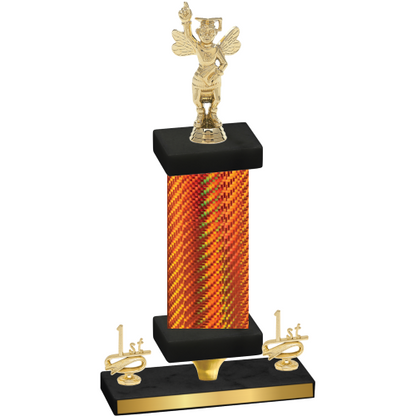 Premium Single Orange Carbon Fiber First Place Academics Trophy