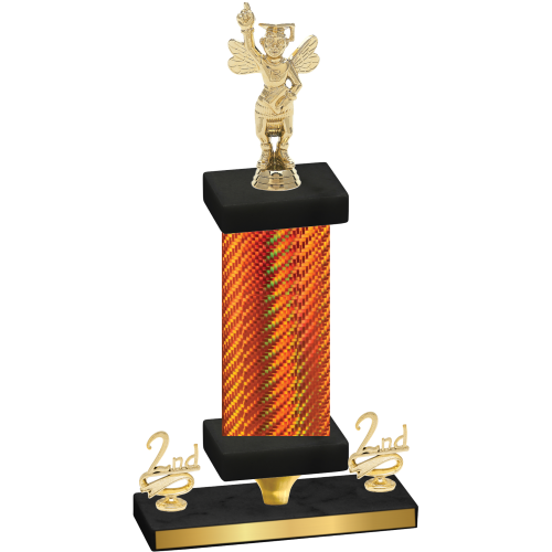 Premium Single Orange Carbon Fiber Second Place Academics Trophy