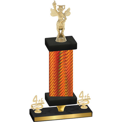 Premium Single Orange Carbon Fiber Fourth Place Academics Trophy