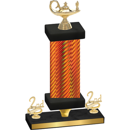 Premium Single Orange Carbon Fiber Second Place Academics Trophy