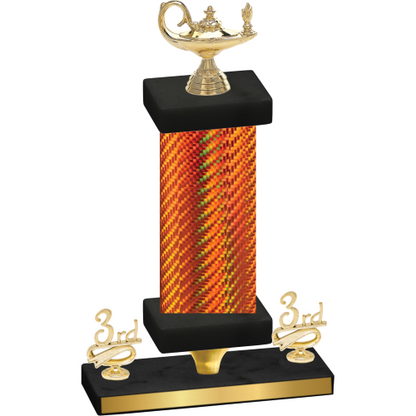 Premium Single Orange Carbon Fiber Third Place Academics Trophy