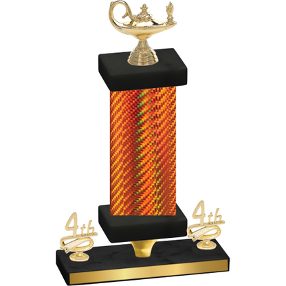 Premium Single Orange Carbon Fiber Fourth Place Academics Trophy