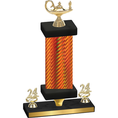Premium Single Orange Carbon Fiber Year Academics Trophy