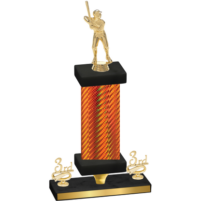 Premium Single Orange Carbon Fiber Third Place Baseball Trophy