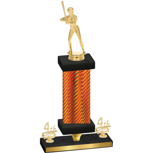 Premium Single Orange Carbon Fiber Fourth Place Softball Trophy