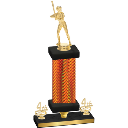 Premium Single Orange Carbon Fiber Fourth Place Softball Trophy