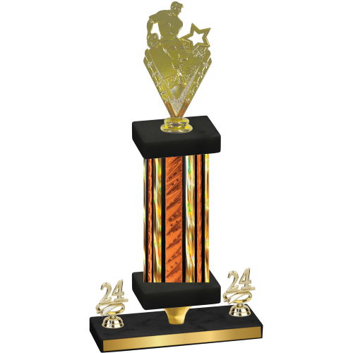 Premium Single Orange Glacier Year Rugby Trophy