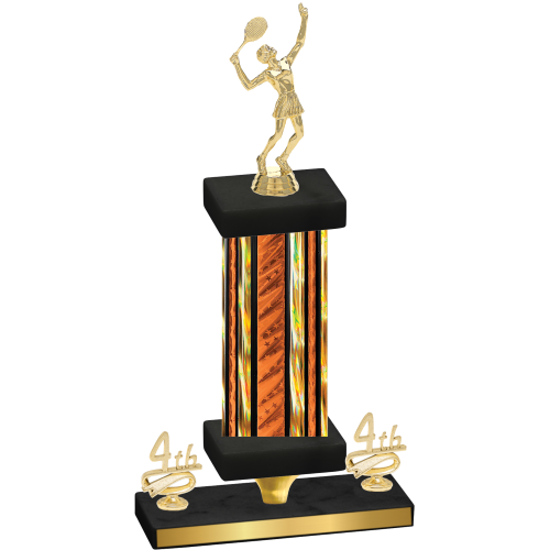 Premium Single Orange Glacier Fourth Place Tennis Trophy