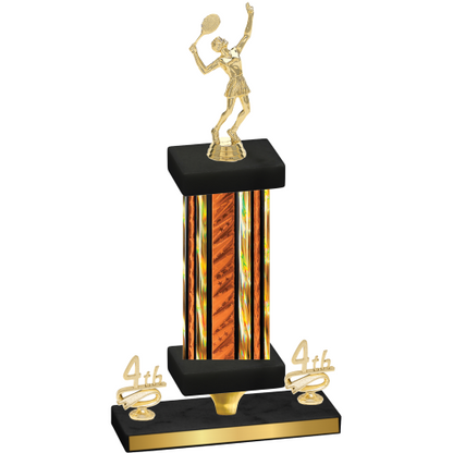 Premium Single Orange Glacier Fourth Place Tennis Trophy