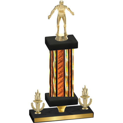 Premium Single Orange Glacier Victory Wrestling Trophy