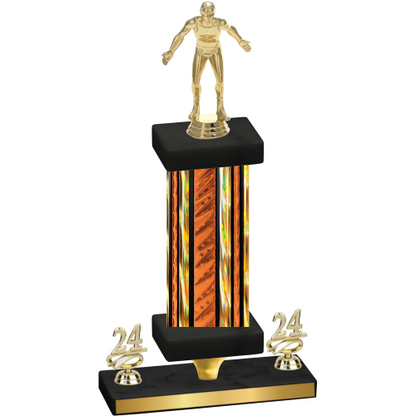 Premium Single Orange Glacier Year Wrestling Trophy