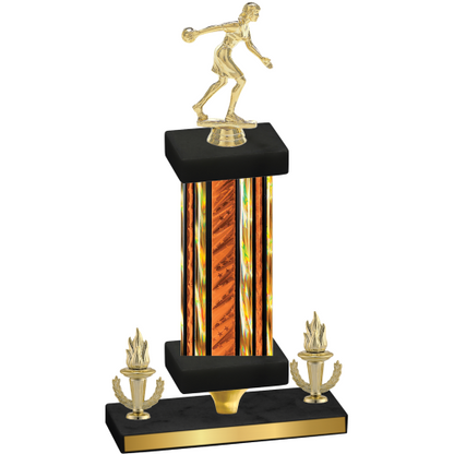 Premium Single Orange Glacier Victory Bowling Trophy