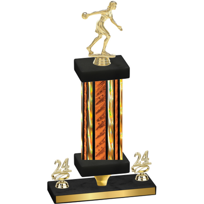 Premium Single Orange Glacier Year Bowling Trophy