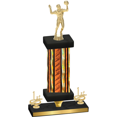 Premium Single Orange Glacier First Place Volleyball Trophy