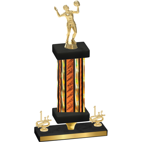 Premium Single Orange Glacier First Place Volleyball Trophy