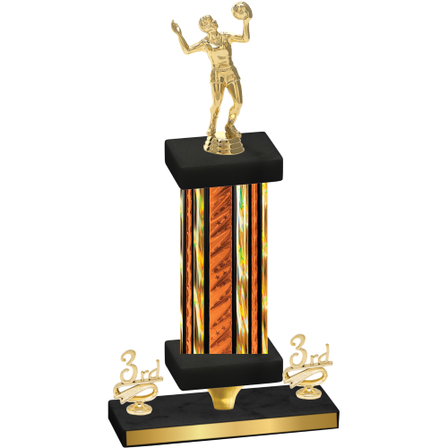 Premium Single Orange Glacier Third Place Volleyball Trophy