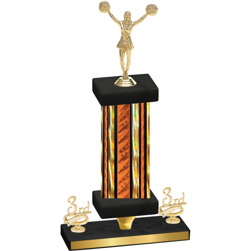 Premium Single Orange Glacier Third Place Cheerleading Trophy