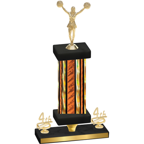 Premium Single Orange Glacier Fourth Place Cheerleading Trophy