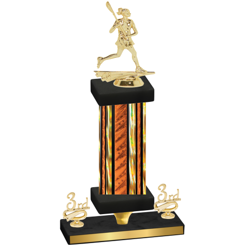 Premium Single Orange Glacier Third Place Lacrosse Trophy