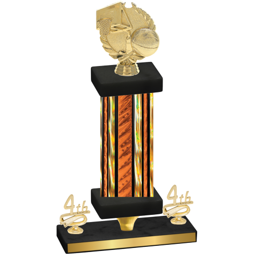 Premium Single Orange Glacier Fourth Place Basketball Trophy